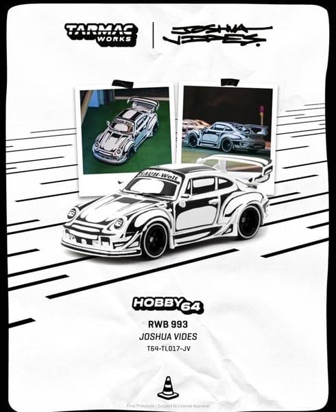  Mô hình xe Porsche RWB 993 - Designed by JOSHUA VIDES, Chrome tỉ lệ 1:64 Tarmac Works T64-TL017-JV 