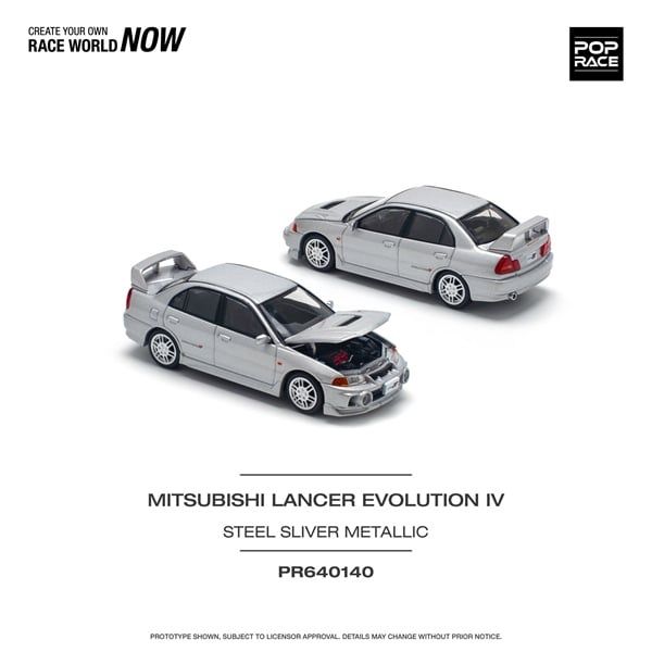  Mô hình xe Mitsubishi Lancer Evolution IV Steel Silver 1:64 tỉ lệ 1:64 Poprace PR640140 