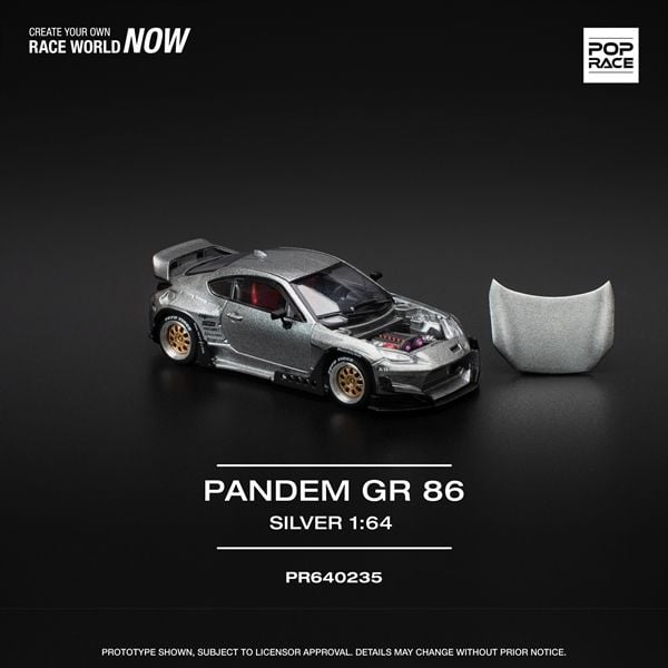  [Hàng Loose] Mô hình xe Rocket Padem GR86 - silver (New tooling) tỉ lệ 1:64 Poprace PR640235L 