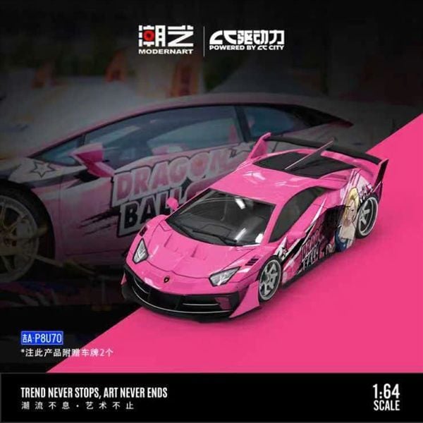  Mô hình xe ô tô Lamborghini Aventador GT EVO pink custom Dragon Ball Android 18 limited 999pcs tỉ lệ 1:64 Modern Art & CC MD643829 