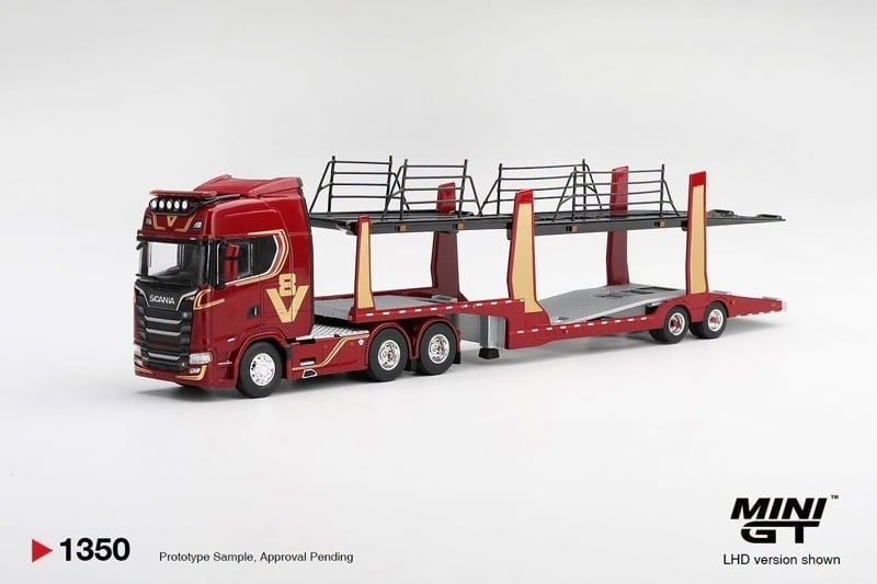  Mô hình xe Scania 770S A6x4NA V8 50th Anniversary Car Transporter Red tỉ lệ 1:64 MiniGT MGT01350-L 