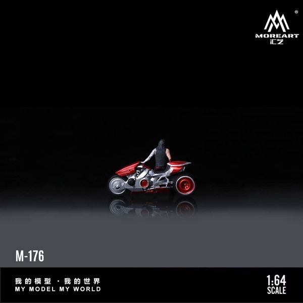  Mô hình nhân vật Red Silver Handed Cyber Motorcycle Doll Simulation Resin Model tỉ lệ 1:64 MoreArt MO222176 