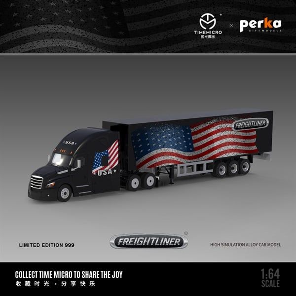  Mô hình xe container Freightliner American color tỉ lệ 1:64 Time micro x Perka TM800101 
