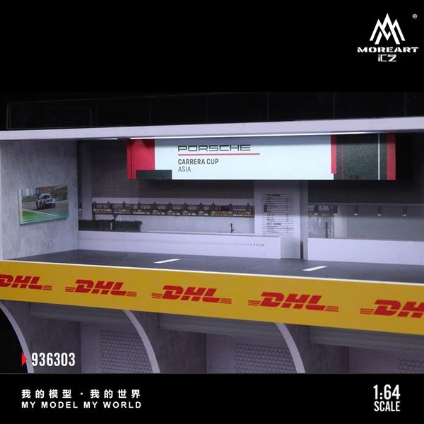  Hộp trưng bày container mô phỏng cảnh phòng 3D Porsche Carrera Cup Châu Á 30x30x17.8cm tỉ lệ 1:64 MoreArt MO936303 