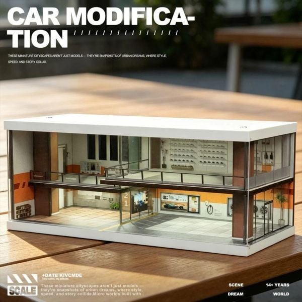  Hộp trưng bày diorama mô phỏng nhà - quán cafe life coffee car house có đèn tỉ lệ 1:64 Shou Cang Jia SCJ-82075 