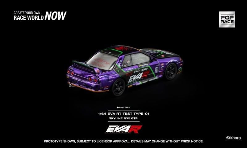  Mô hình xe Nissan Skyline R32 Eva Rt Test Type-01 tỉ lệ 1:64 Pop Race PR640453 