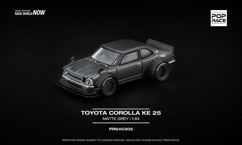  Mô hình xe Toyota Corolla KE25 - Matte Grey tỉ lệ 1:64 Pop Race PR640305 