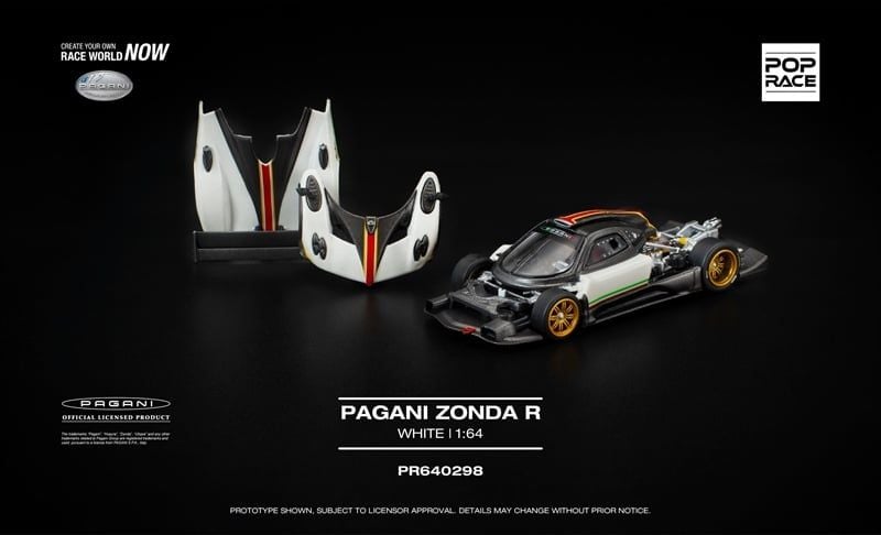 Mô hinh xe Pagani Zonda R White tỉ lệ 1:64 Pop Race PR640298 