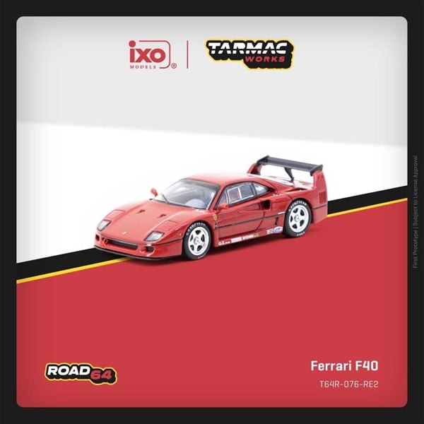  Mô hình xe ô tô Ferrari F40 Rosso Corsa tỉ lệ 1:64 Tarmac Works T64R-076-RE2 
