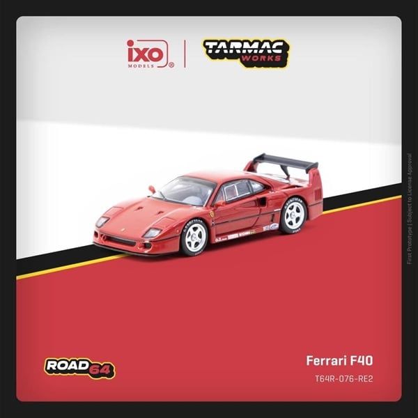  Mô hình xe ô tô Ferrari F40 Rosso Corsa tỉ lệ 1:64 Tarmac Works T64R-076-RE2 