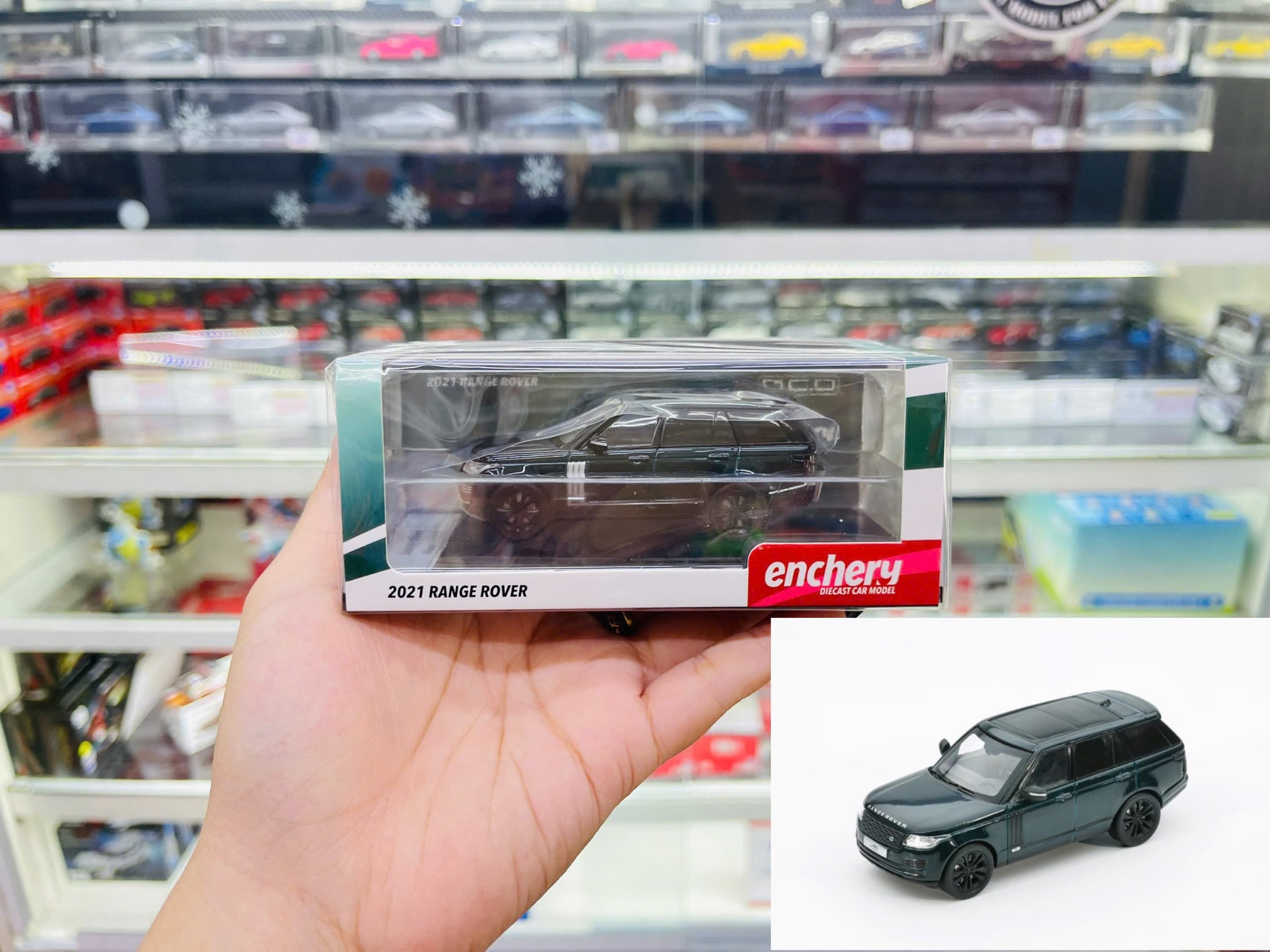  Mô hình xe Land Rover Range rover green tỉ lệ 1:64 GCD x Enchery GE-001-4 