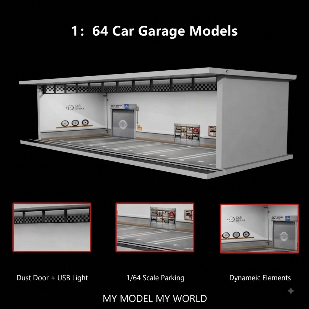  Hộp trưng bày mô phỏng dirorama garage Maintenance workshop Lighting Assembly Scene tỉ lệ 1:64 M-cool MoreArt MO914087 