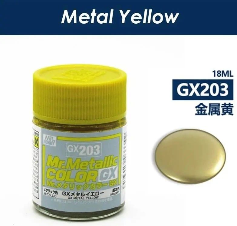  Lacquer GX203 metal yellow sơn mô hình màu vàng ánh kim 18ml Mr.Metallic Color - Mr.Hobby GX203 