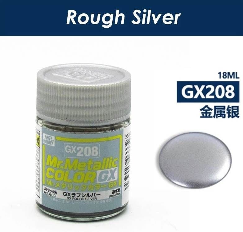  Lacquer GX208 rough silver sơn mô hình màu bạc nhám/ sần kim loại 18ml Mr.Metallic Color - Mr.Hobby GX208 
