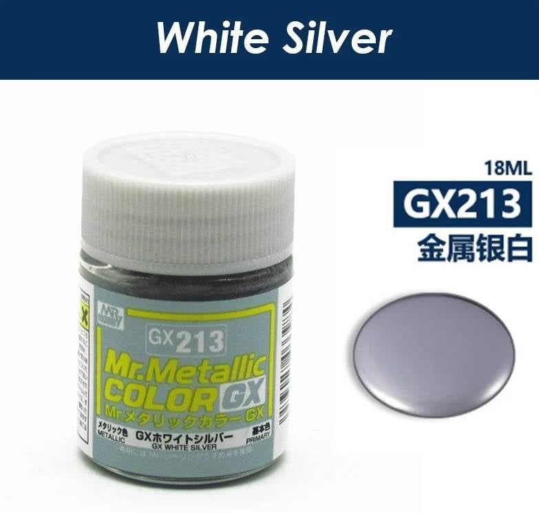 Lacquer GX213 white silver sơn mô hình màu bạc trắng ánh kim 18ml Mr.Metallic Color - Mr.Hobby GX213 