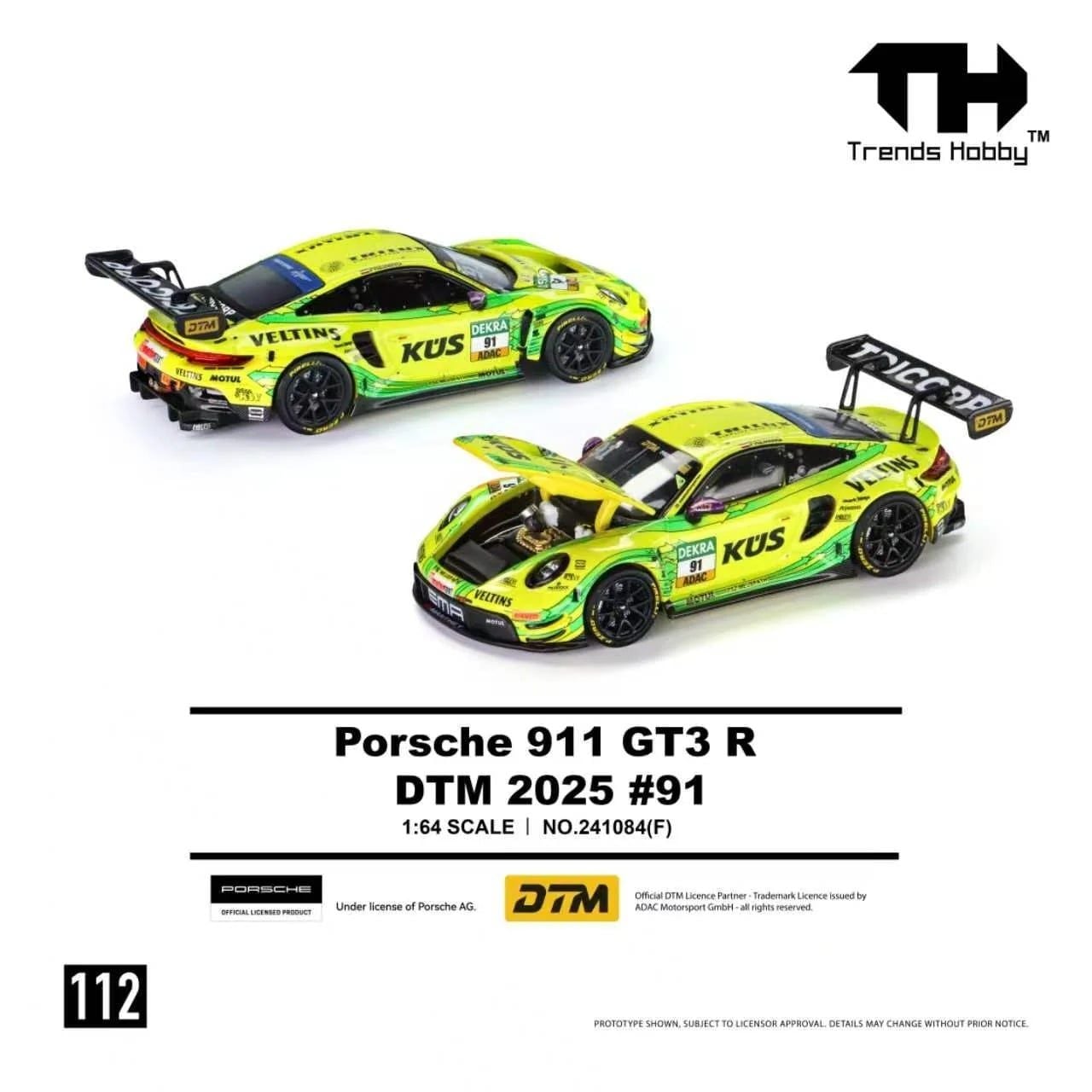  Mô hình xe Porsche 911 GT3 R DTM 2025 #91 tỉ lệ 1:64 Trends Hobby 241084F 