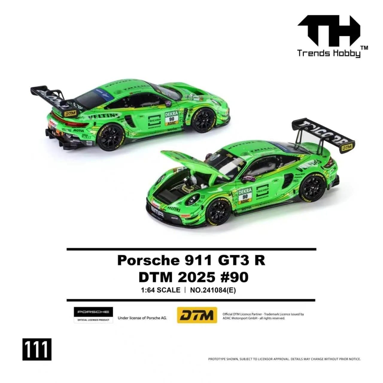  Mô hình xe Porsche 911 GT3 R DTM 2025 #90 tỉ lệ 1:64 Trends Hobby 241084E 