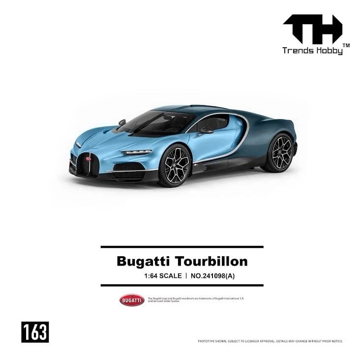 Mô hình xe Bugatti Tourbillon Tachymeter Blue Atlantic tỉ lệ 1:64 Trends Hobby 241098A 