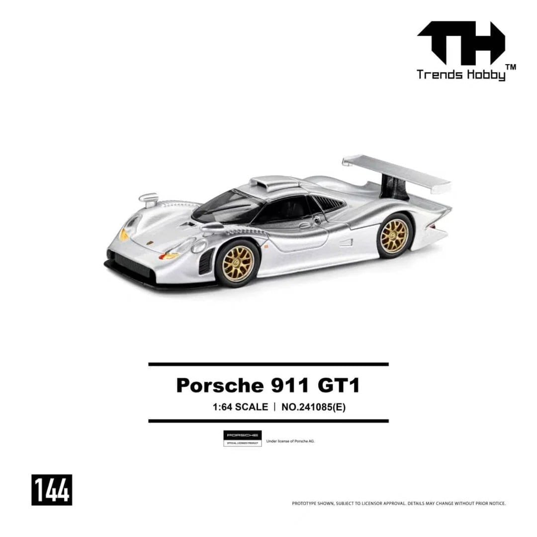  Mô hình xe Porsche 911 GT1 Silver tỉ lệ 1:64 Trends Hobby 241084E 