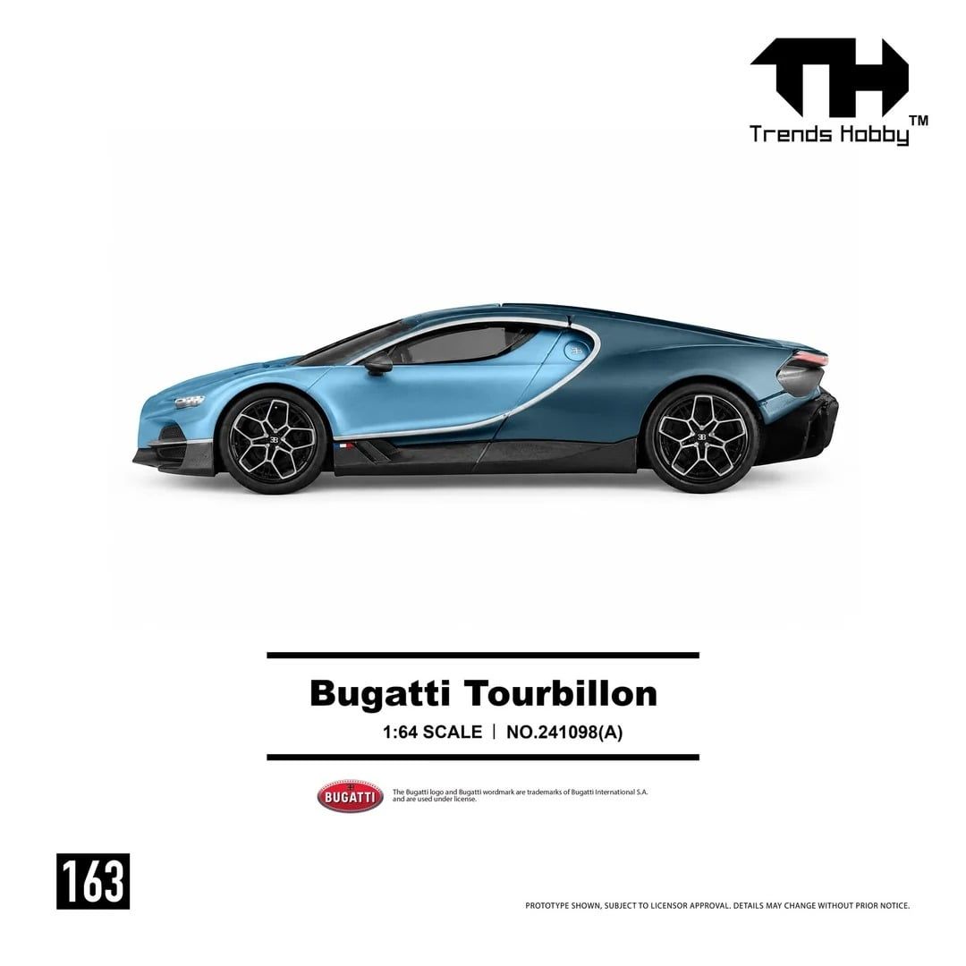  Mô hình xe Bugatti Tourbillon Tachymeter Blue Atlantic tỉ lệ 1:64 Trends Hobby 241098A 