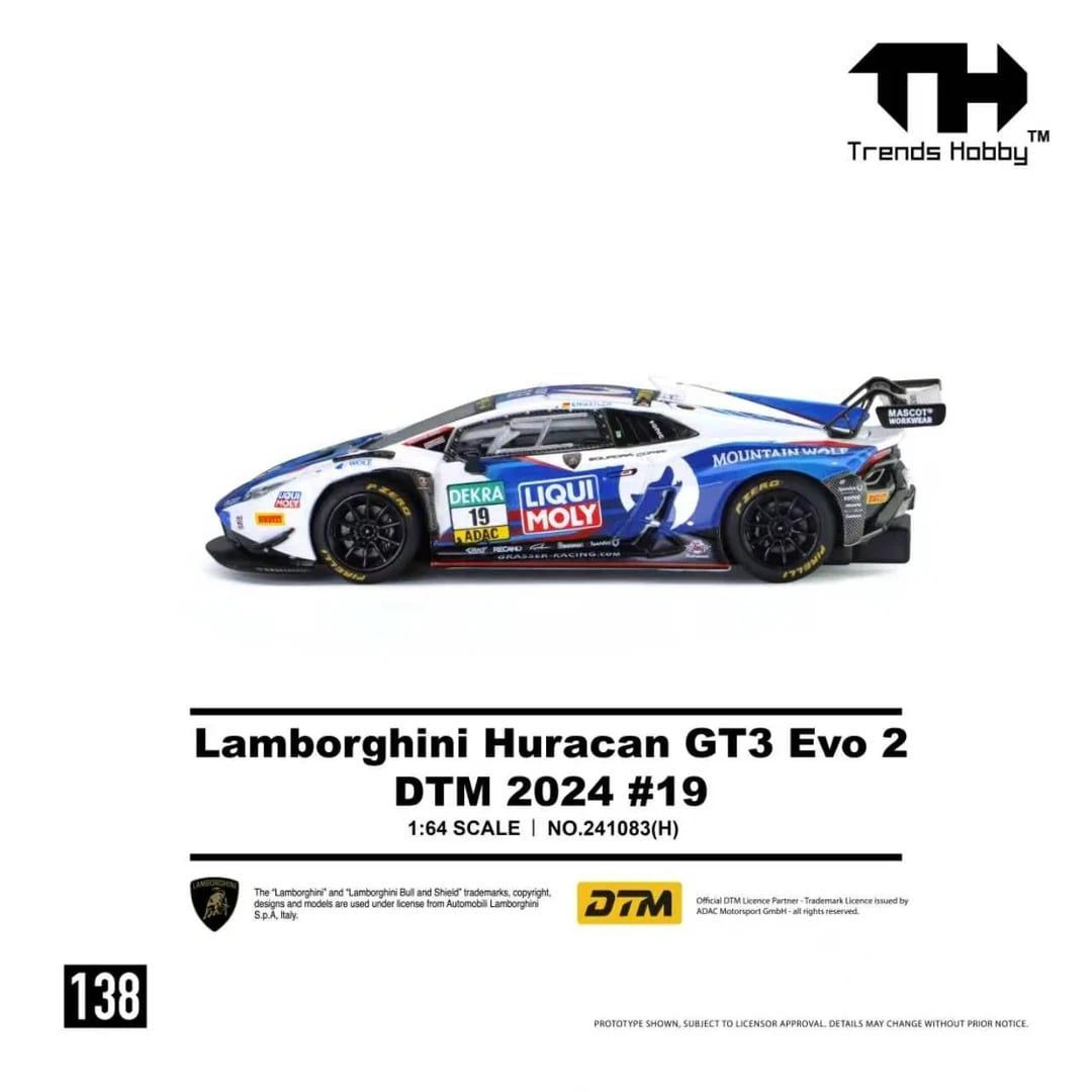  Mô hình xe Lamborghini Huracan GT3 EVO2 DTM 2024 #19 tỉ lệ 1:64 Trends Hobby 241083H 