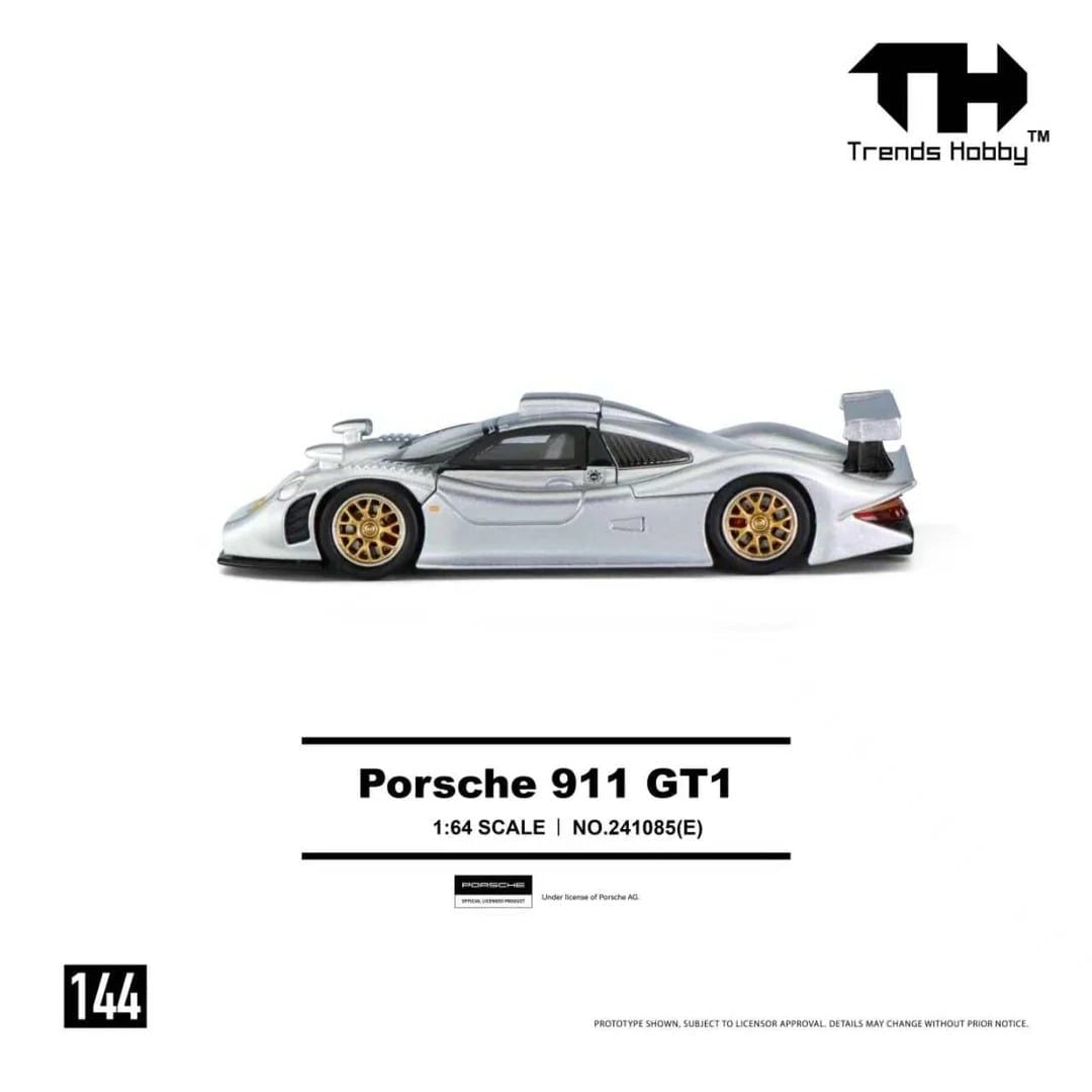  Mô hình xe Porsche 911 GT1 Silver tỉ lệ 1:64 Trends Hobby 241084E 