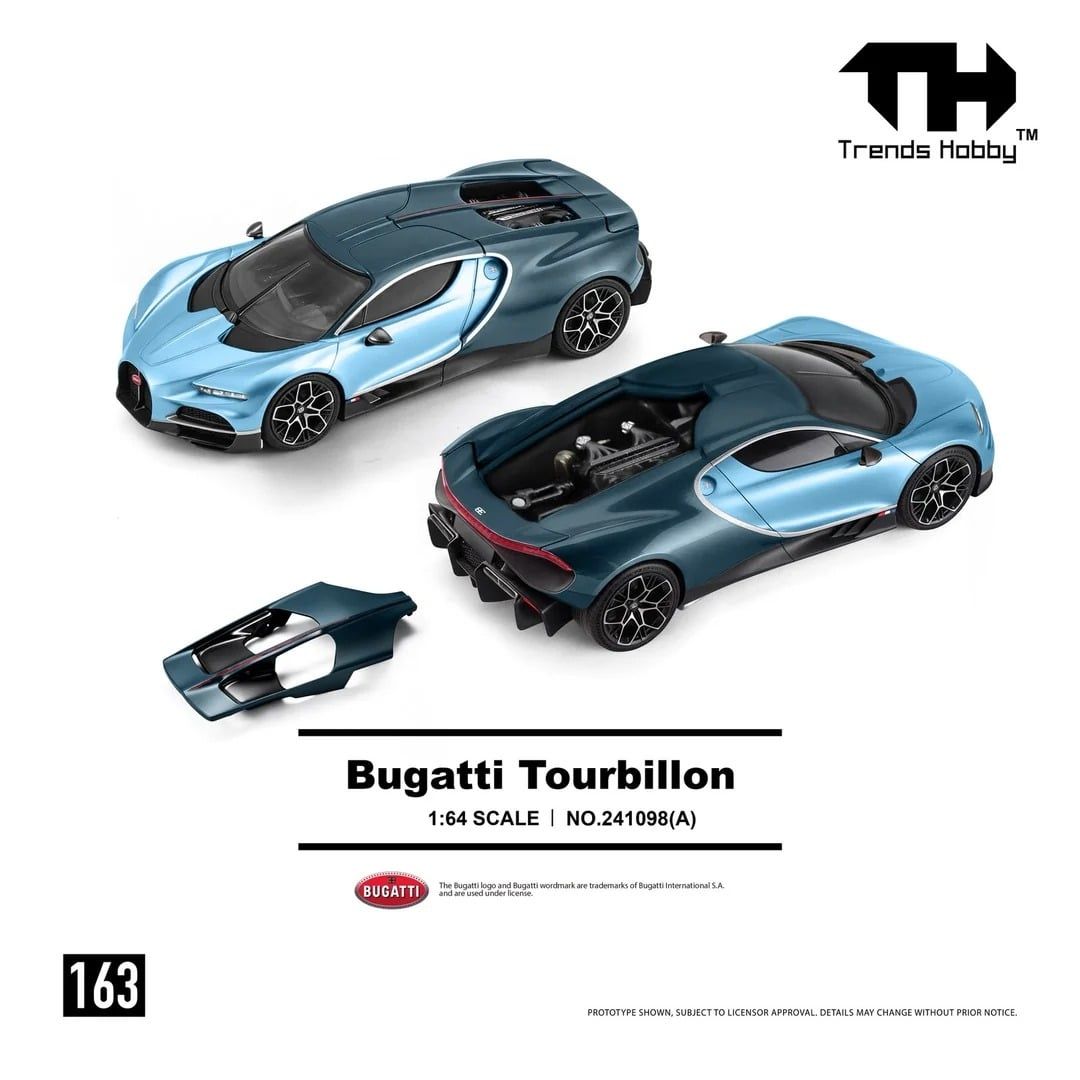  Mô hình xe Bugatti Tourbillon Tachymeter Blue Atlantic tỉ lệ 1:64 Trends Hobby 241098A 
