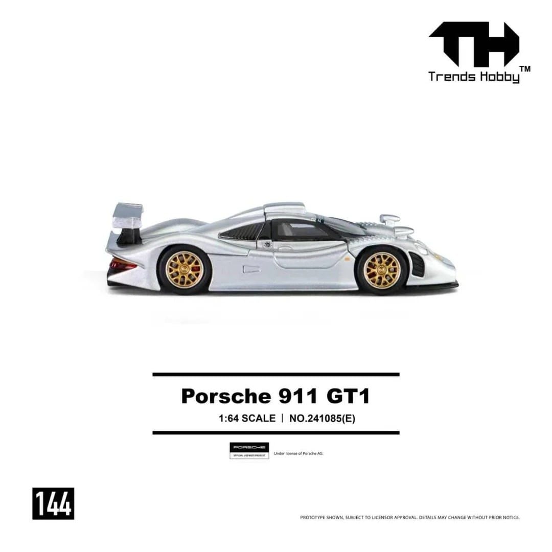  Mô hình xe Porsche 911 GT1 Silver tỉ lệ 1:64 Trends Hobby 241084E 