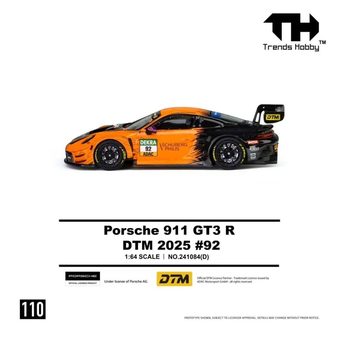  Mô hình xe Porsche 911 GT3 R DTM 2025 #92 tỉ lệ 1:64 Trends Hobby 241084D 