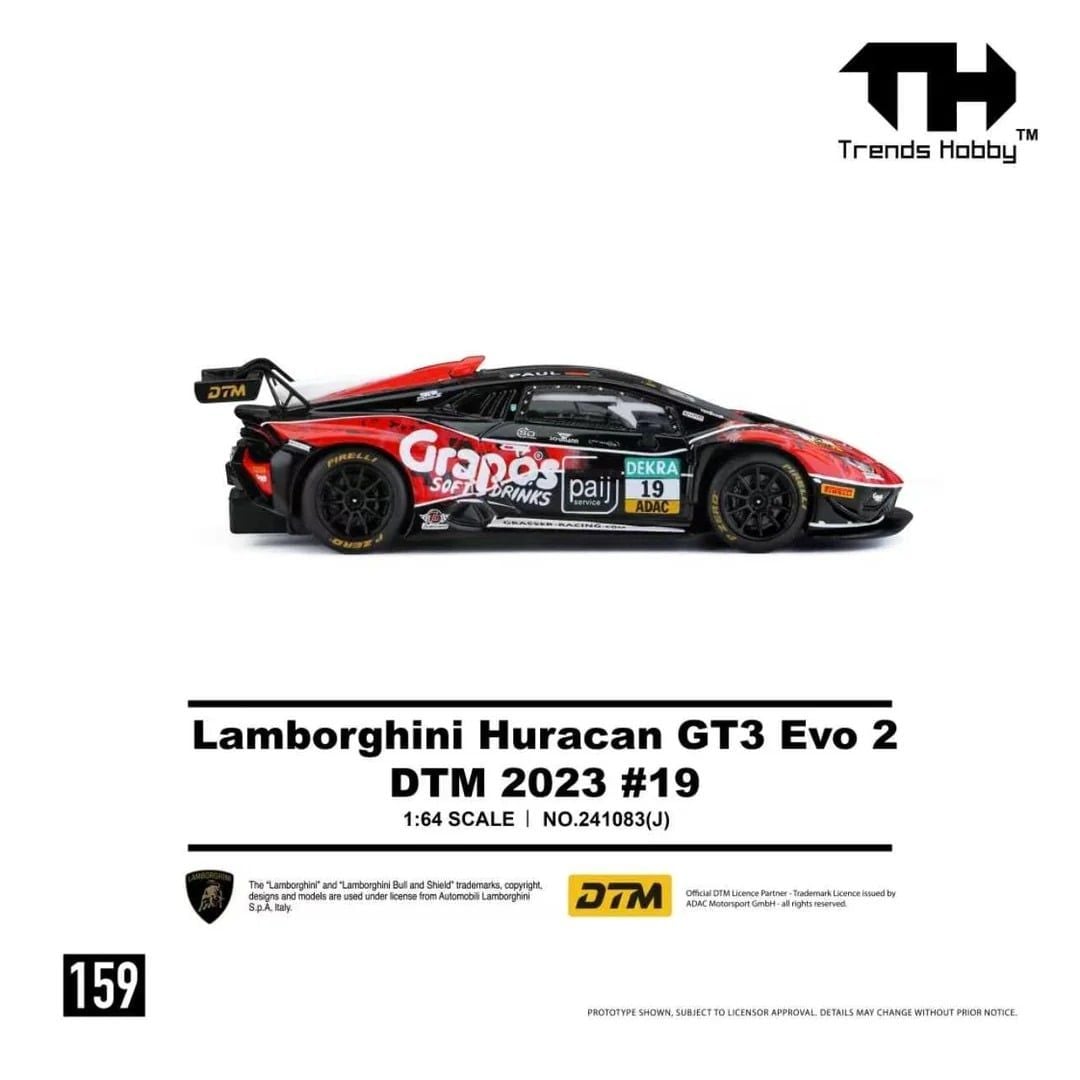  Mô hình xe Lamborghini Huracan GT3 Evo 2 DTM 2023 #19 tỉ lệ 1:64 Trends Hobby 241083J 