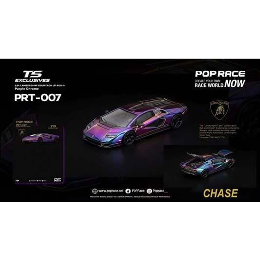  Mô hình xe Lamboghini Coutach LPI 800-4 purple chrome card tỉ lệ 1:64 Pop Race PRT007 