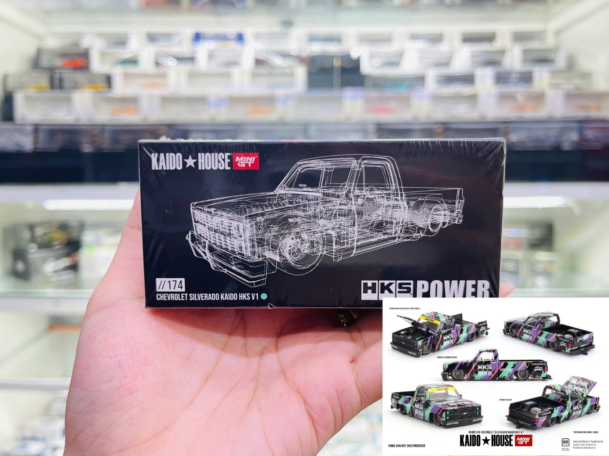  Mô hình xe Chevrolet Silverado KAIDO HKS V1 tỉ lệ 1:64 Kaido House KHMG174 