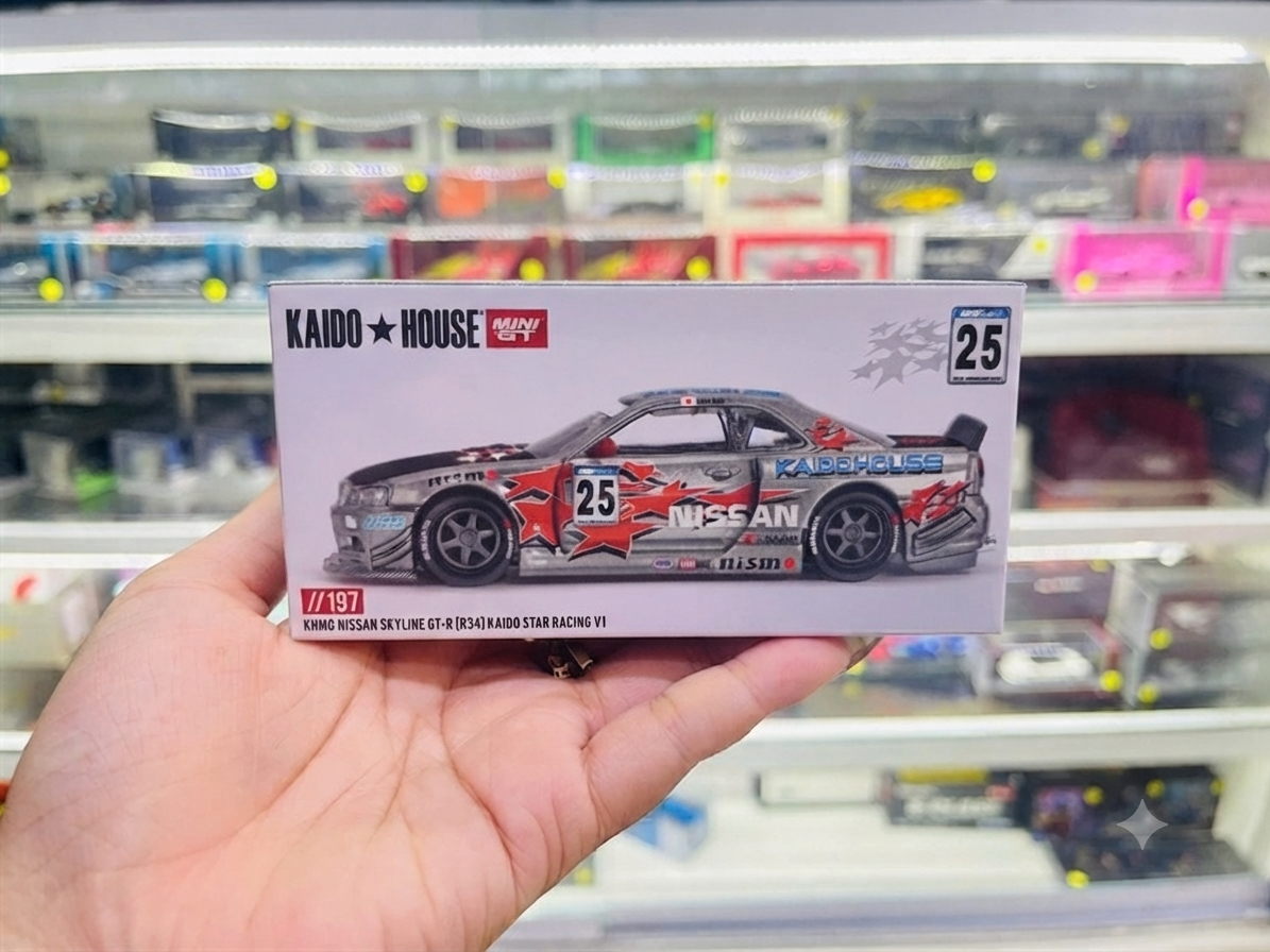  Mô hình xe Nissan Skyline GT-R R34 Kaido Star Racing V1 1:64 Kaidohouse KHMG197 