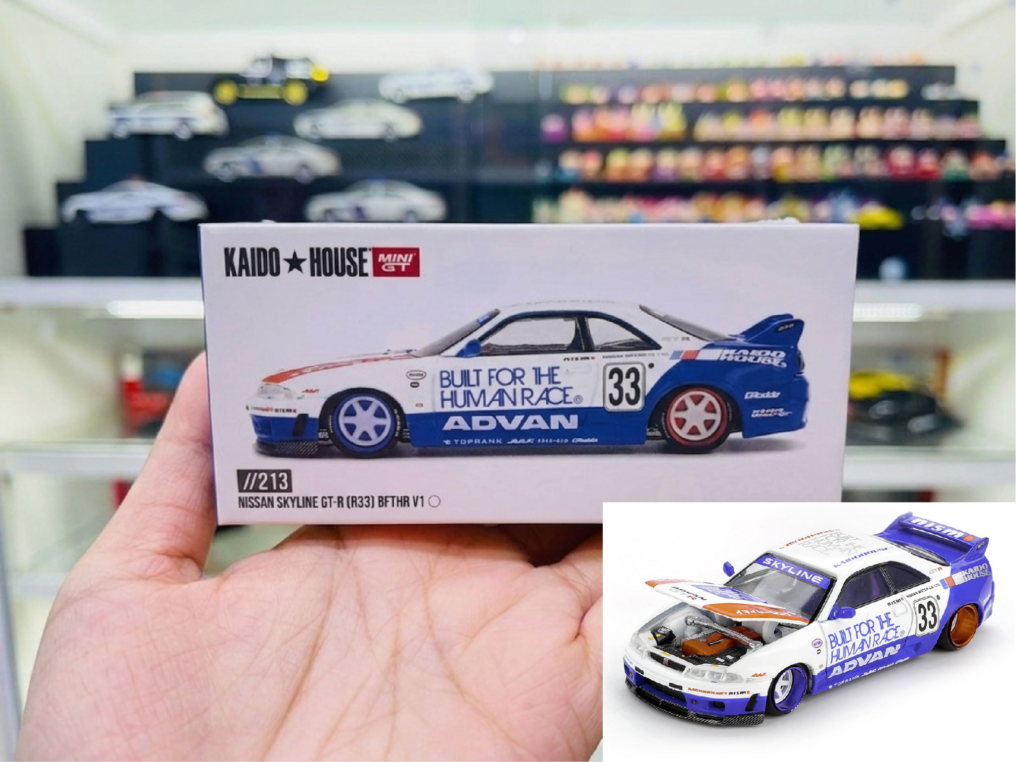  Mô hình xe ô tô Nissan Skyline GT-R R33 BFTHR V1 tỉ lệ 1:64 Kaido House KHMG213 