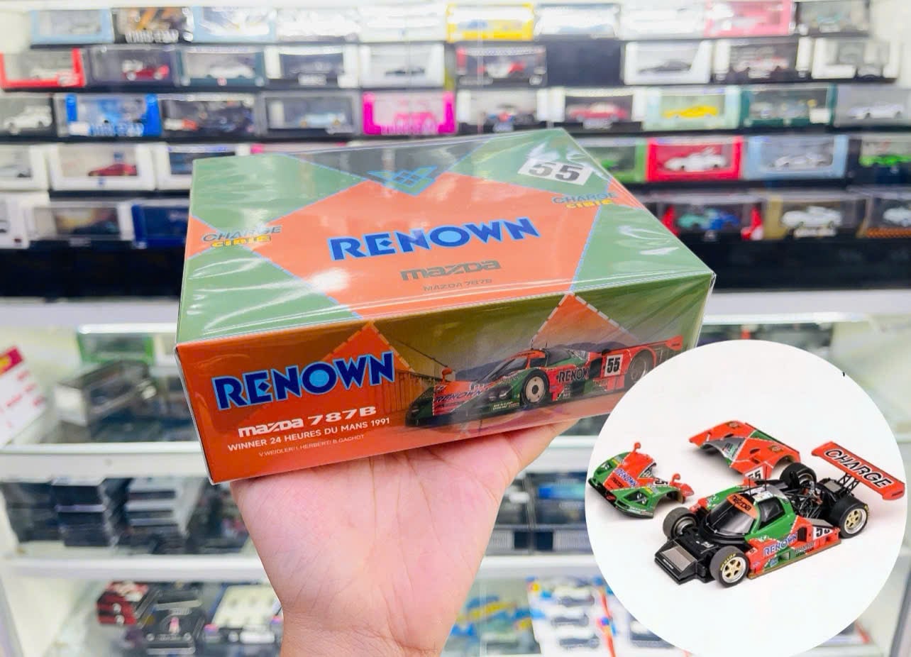  Mô hình xe đua Mazda 787B Renown winner #55 24 Heures Du mans 1991 mở được capo - nắp máy tỉ lệ 1:64 Motorhelix M60101 