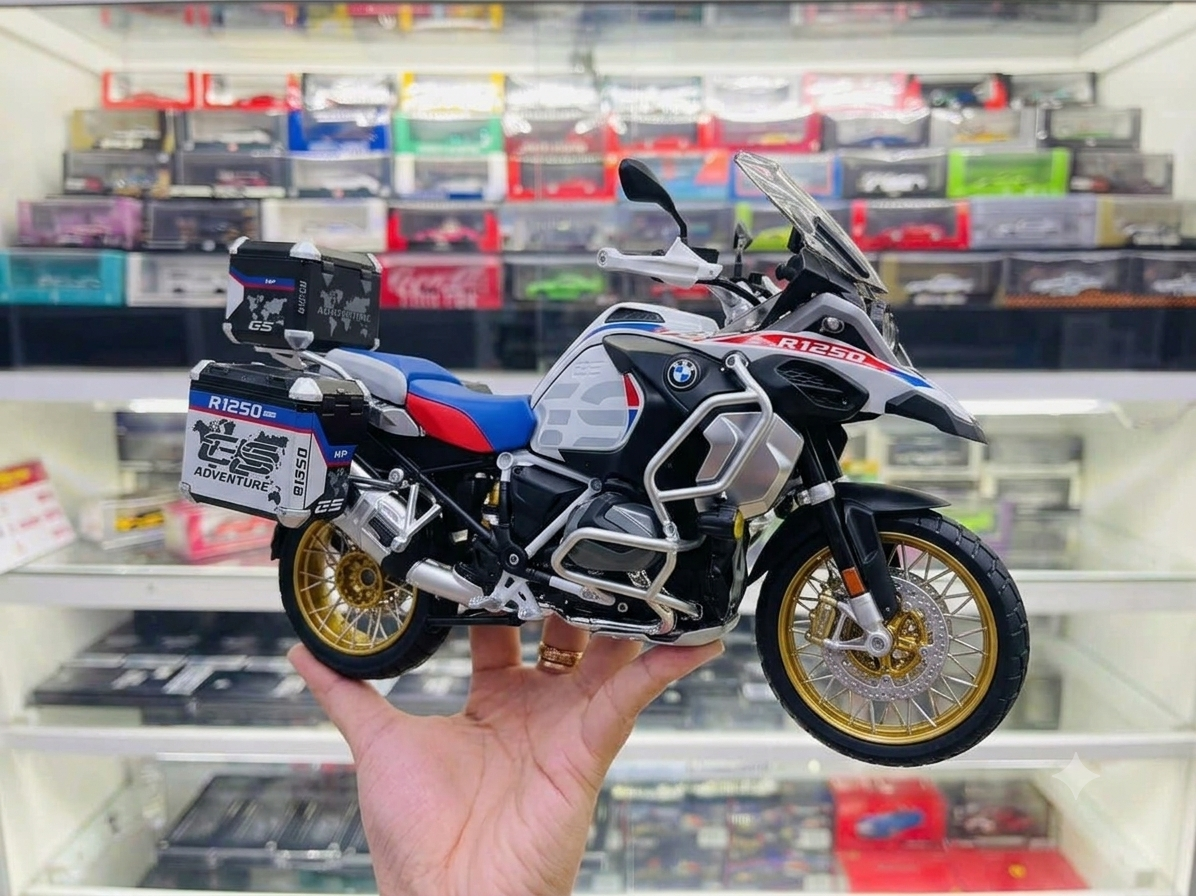  Mô hình xe BMW R1250GS Adventure đi kèm phụ kiện - có động cơ có phun khói tỉ lệ lớn 1:7 XLG M92340-6 