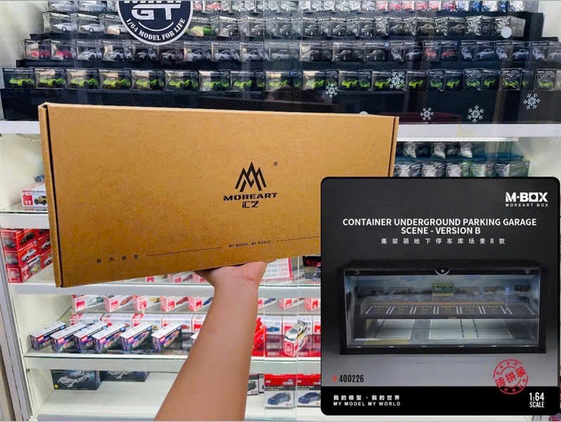  Hộp trưng bày container mô phỏng Underground Parking Garage Scene tỉ lệ 1:64 MoreArt MBOX MB400226 