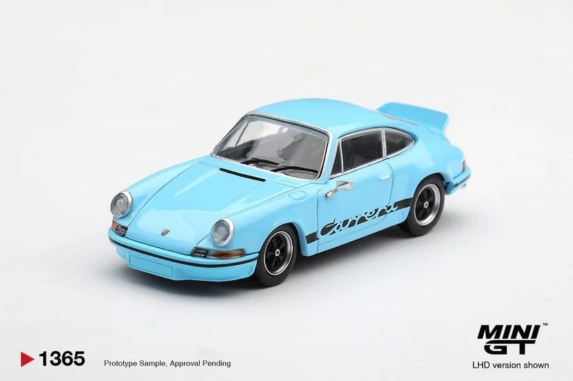 Mô hình xe Porsche 911 Carrera RS 2.7 Gulf Blue with Black Livery tỉ lệ 1:64 MiniGT MGT01365 