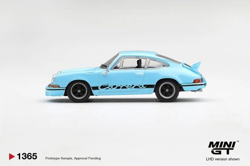  Mô hình xe Porsche 911 Carrera RS 2.7 Gulf Blue with Black Livery card tỉ lệ 1:64 MiniGT MGT01365 