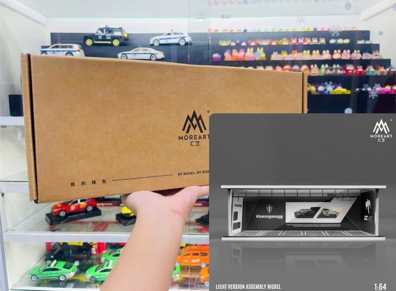  Hộp trưng bày mica mô phỏng showroom Koenigsegg - có đèn kích thước 30x13.3x10cm tỉ lệ 1:64 MoreArt MO914051 