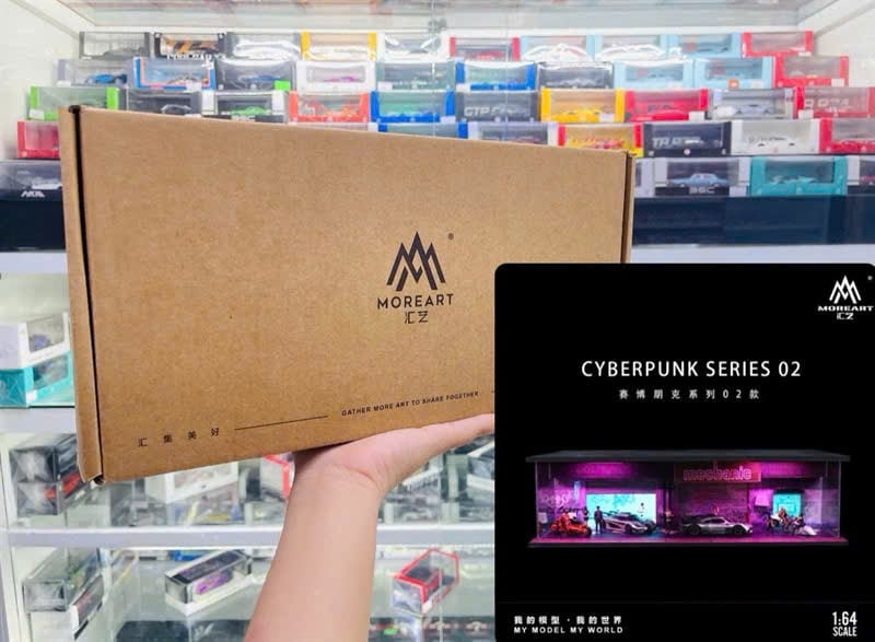  Hộp trưng bày mica mô phỏng gara Cyberpunk Series Light Edition Assembly Scene tỉ lệ 1:64 MoreArt MO914302 