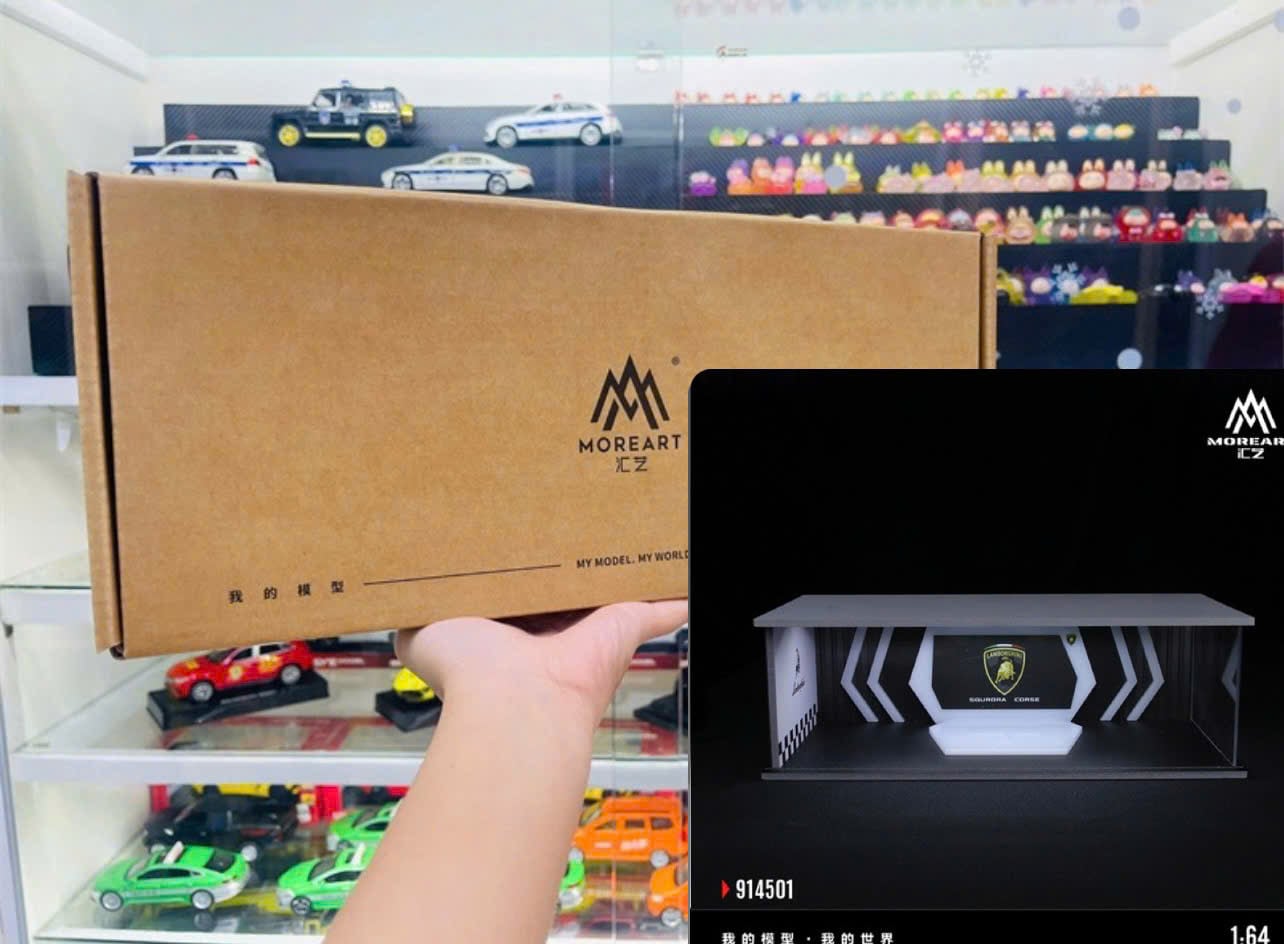  Hộp trưng bày mô phỏng Lamborghini exhibition hall lighting version assembly scene tỉ lệ 1:64 MoreArt MO914501 