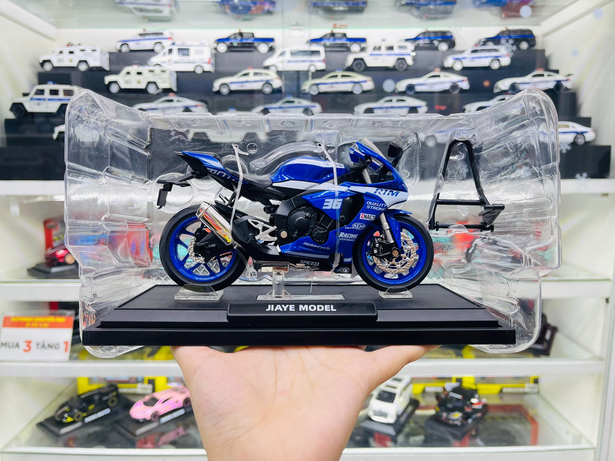  Mô hình xe Yamaha R1M Blue WSBK tỉ lệ 1:12 Jiaye Model MT057 