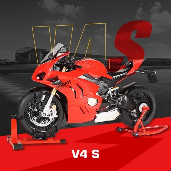  Mô hình xe Ducati V4S có động cơ - Nồi quay được - phun khói khi vặn ga - kèm ben nâng tỉ lệ lớn 1:6 Alloy model MT06007 