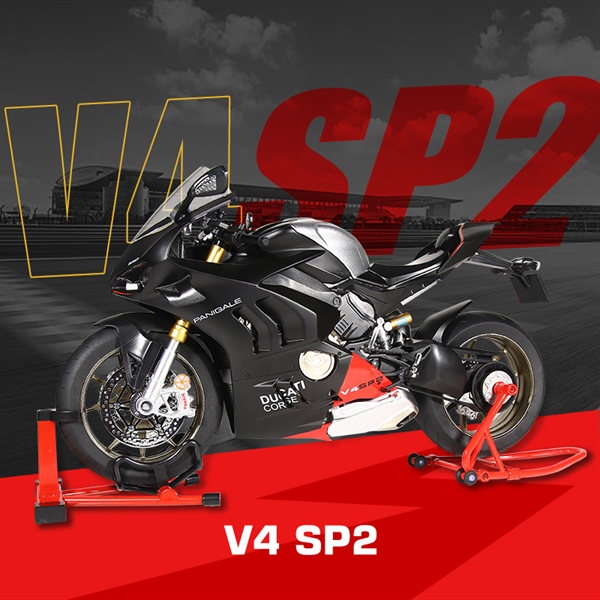  Mô hình xe Ducati V4S có động cơ - Nồi quay được - phun khói khi vặn ga - kèm ben nâng tỉ lệ lớn 1:6 Alloy model MT06007 
