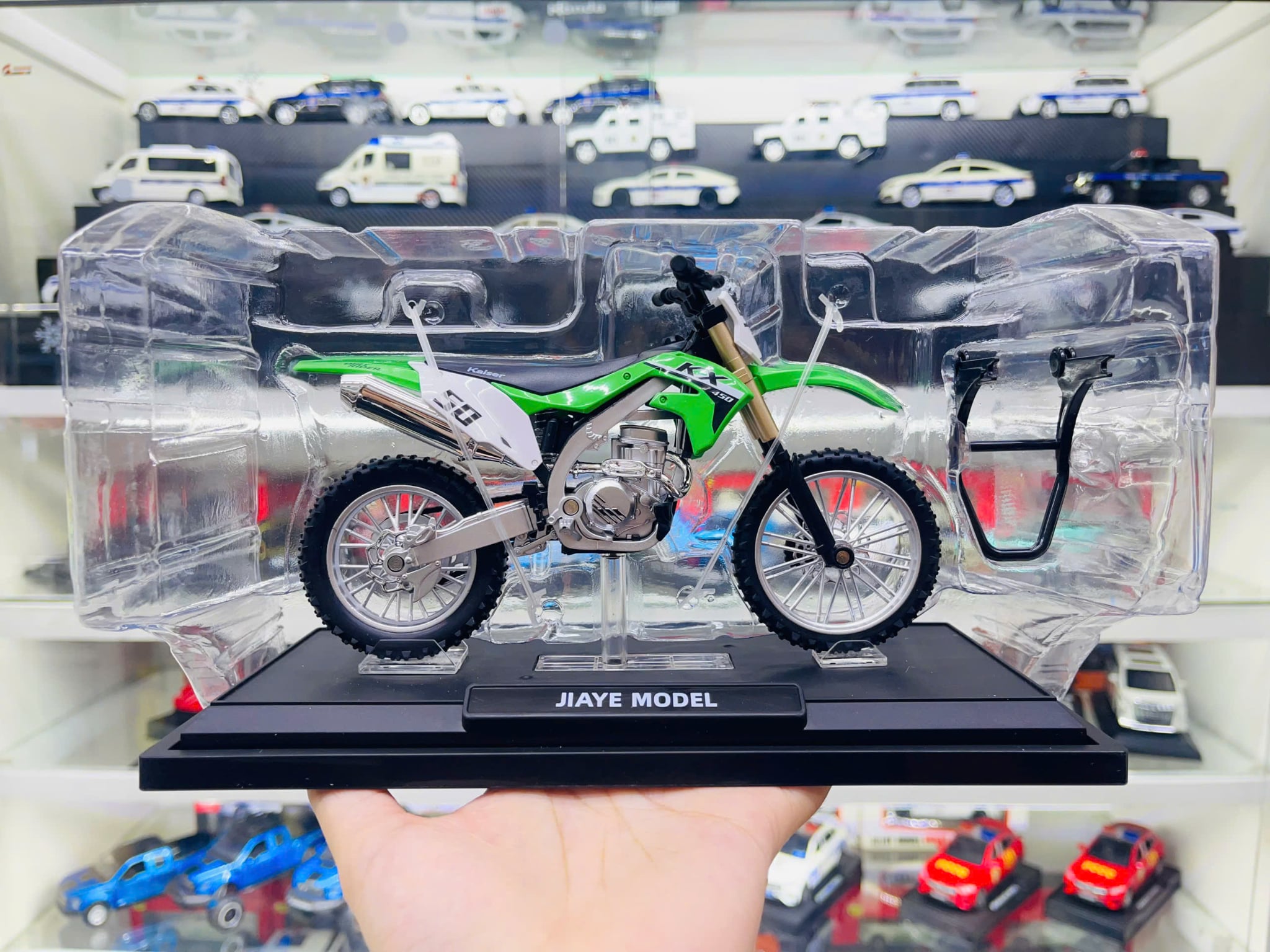  Mô hình xe cào cào Kawasaki KX450 tỉ lệ 1:12 Jiaye Model MT12007 