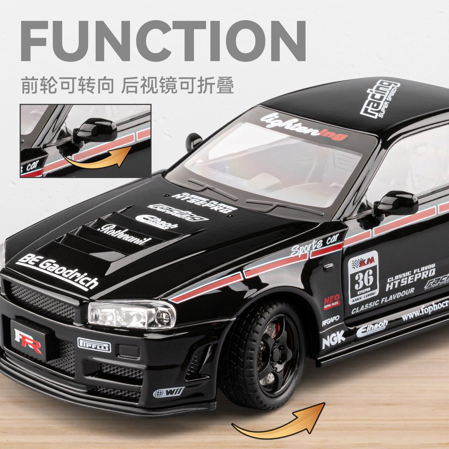  Mô hình xe Nissan GTR R34 Top Secret full open tỉ lệ 1:24 Chezhi CZ241192 