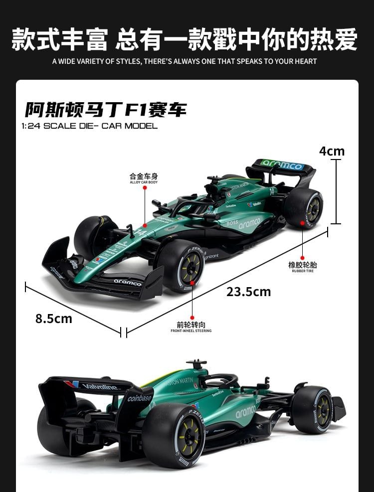  Mô hình xe F1 Formula Aston Martin #14 hộp mica tỉ lệ 1:24 RW model RW5124 