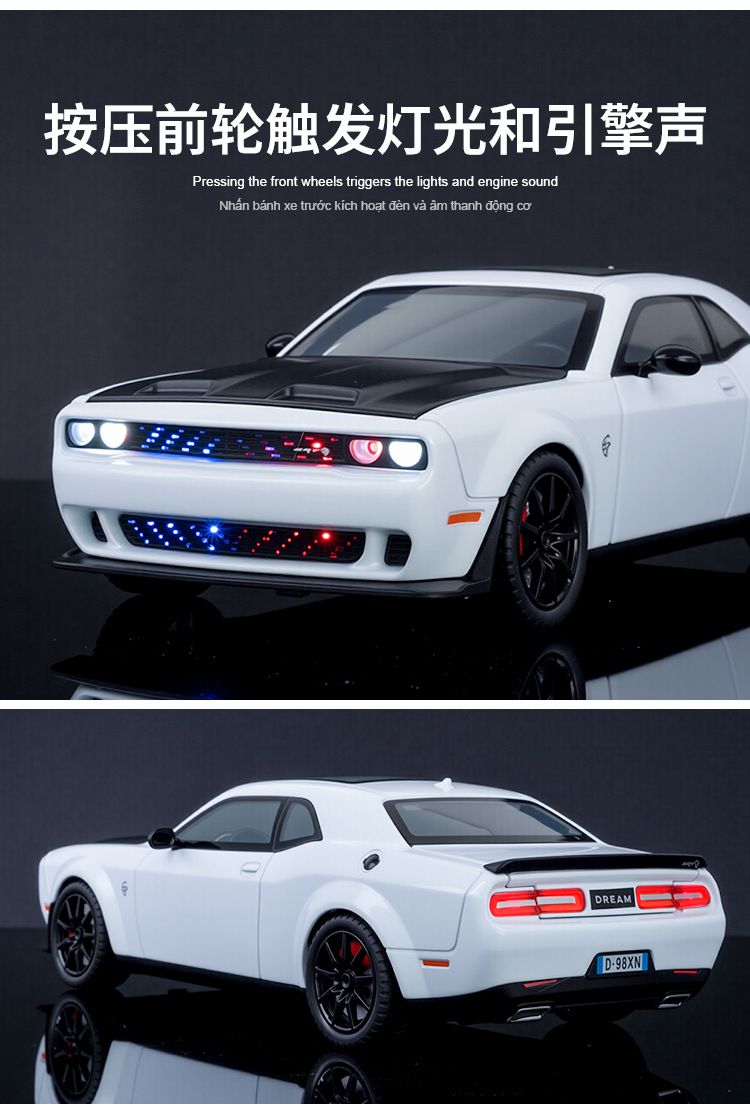 Mô hình xe Dodge Challenger SRT Hellcat full open tỉ lệ 1:24 XHD model C2463 