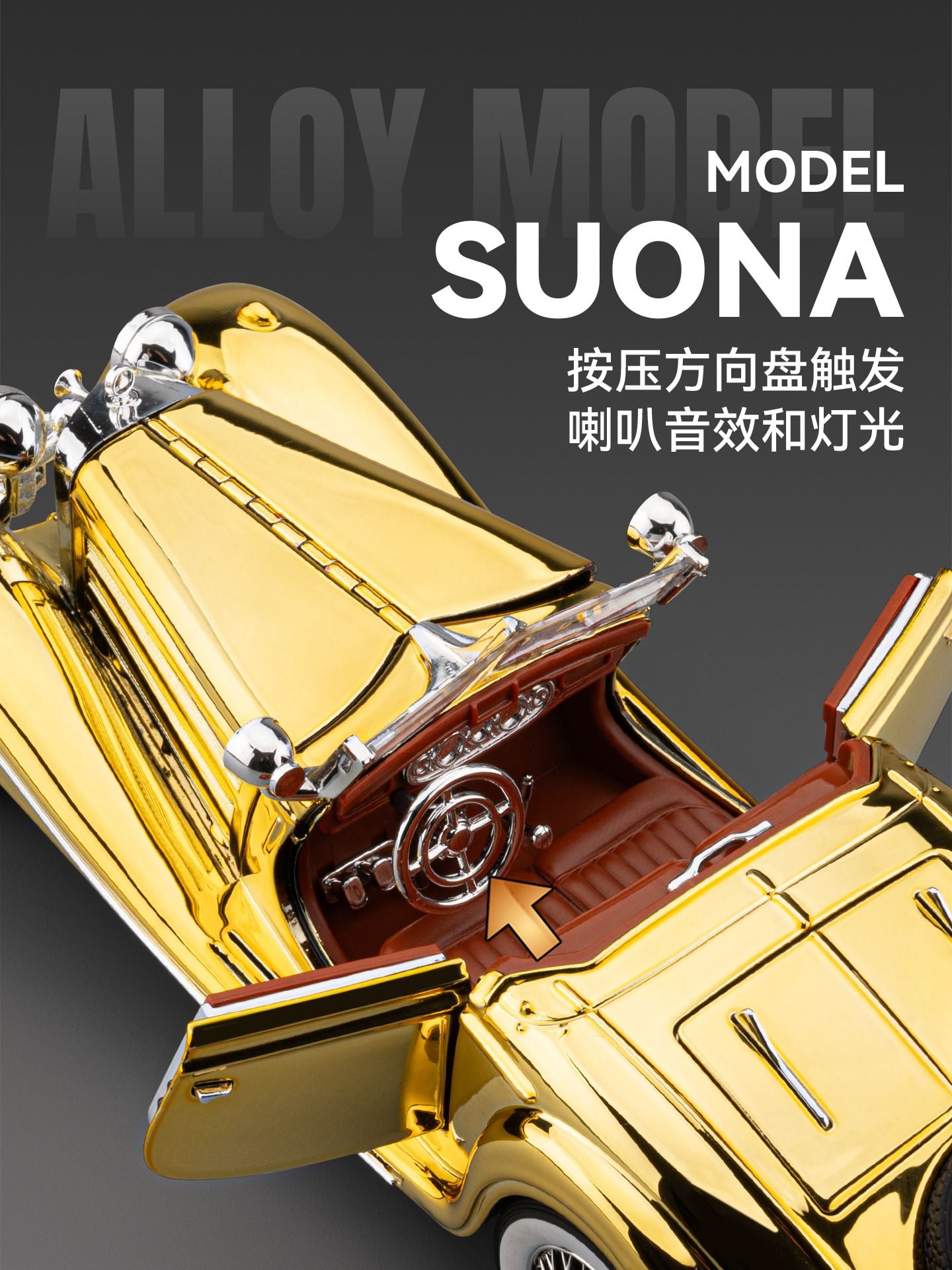  Mô hình xe Mercedes Benz 500K crom version full open tỉ lệ 1:24 Chezhi CZ241832 